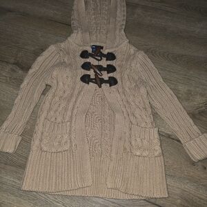 GAP Tan Hooded Cardigan with Toggle Closures